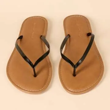 Amazon Essentials Women's Thong Sandal, Black, 7.5