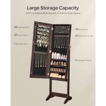 SONGMICS Mirror Jewelry Cabinet - Stylish Full-Length with Storage