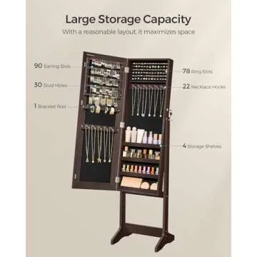 SONGMICS Mirror Jewelry Cabinet - Stylish Full-Length with Storage