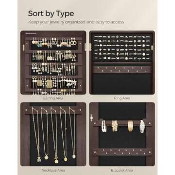 SONGMICS Mirror Jewelry Cabinet - Stylish Full-Length with Storage