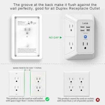 5-Outlet Surge Protector with USB Ports for Travel