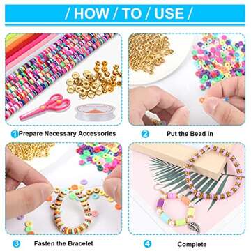 6700pcs SoarFr Clay Beads - Gold Flat & Round, Flower Shape, Handmade Heishi Jewelry Beads for Bracelet, Necklace, Earring, Anklet Craft
