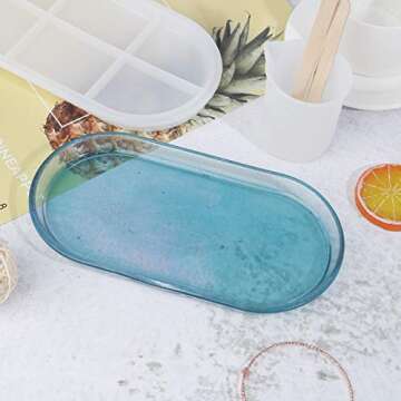 2 Pieces Silicone Resin Tray Molds-Silicone Molds Epoxy Resin Molds Kit for DIY Jewelry Tray, Ring Holders, Soap Dish, Home Decoration