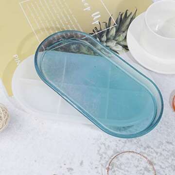 2 Pieces Silicone Resin Tray Molds-Silicone Molds Epoxy Resin Molds Kit for DIY Jewelry Tray, Ring Holders, Soap Dish, Home Decoration
