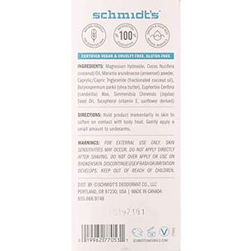 Schmidt's Natural Deodorant for Sensitive Skin - Fragrance-Free, 3.25 ounces. Stick for Women and Men
