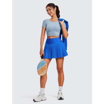 High Waisted Pleated Tennis Skirt with Pockets