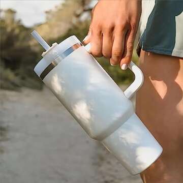 GOGOJOVE 40 OZ Insulated tumbler with straw, Double Vacuum Stainless Steel Water Bottle for Home, Of...