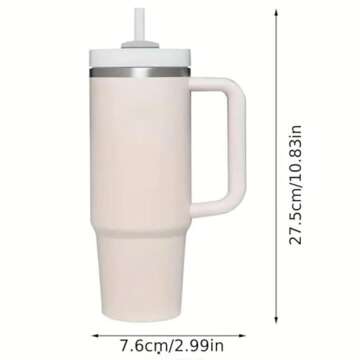 GOGOJOVE 40 OZ Insulated tumbler with straw, Double Vacuum Stainless Steel Water Bottle for Home, Office or Car - Iced Coffee Cup Reusable,Thermos Travel Mug,Keep Hot/Cold Hours (Dune)