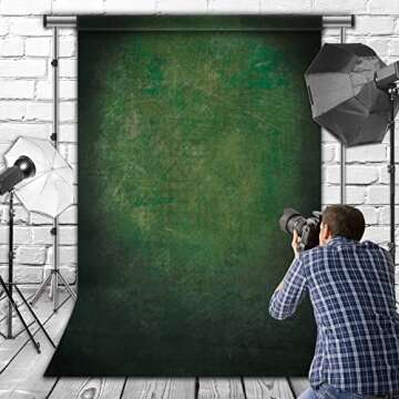 Allenjoy 5x7ft Soft Fabric with Pole Pocket Dark Green Photography Backdrop Abstract Kids Portrait Photoshoot Background Newborn Baby Shower Decoration Photo Studio Supplies Booth Props
