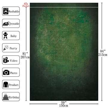 Allenjoy 5x7ft Soft Fabric with Pole Pocket Dark Green Photography Backdrop Abstract Kids Portrait Photoshoot Background Newborn Baby Shower Decoration Photo Studio Supplies Booth Props