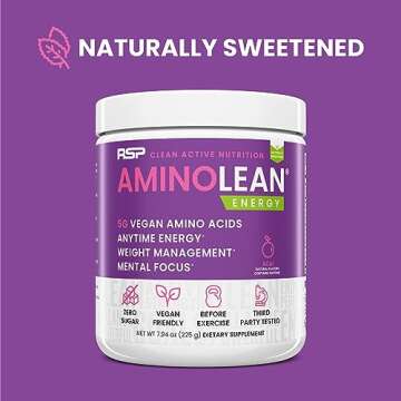 RSP AminoLean - All-in-One Natural Pre Workout, Amino Energy, Weight Management - Vegan BCAAs, Prewo...