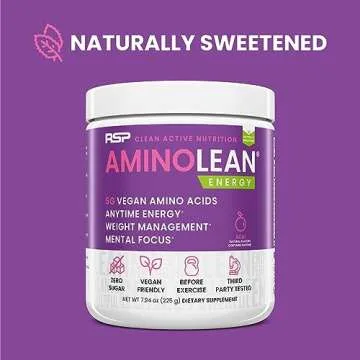 RSP AminoLean - All-in-One Natural Pre Workout, Amino Energy, Weight Management - Vegan BCAAs, Prewo...