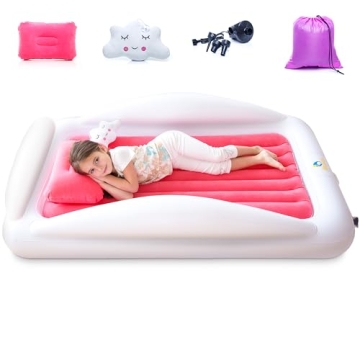 Sleepah Inflatable Toddler Travel Bed Portable Kids Air Mattress Set w Safety Rail Guards for Kids &...