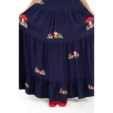 Women's Floral Embroidered Maxi Dress Bohemian Puff Sleeve Square Neck Ruffle Tiered Flowy Dress Summer Beachwear （Blue ，Small）