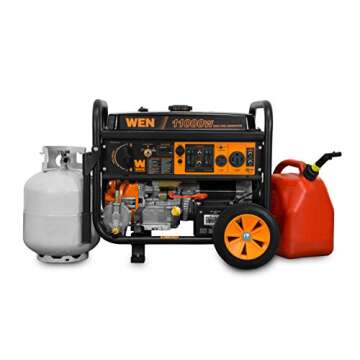 WEN DF1100T 11,000-Watt 120V/240V Dual Fuel Portable Generator with Wheel Kit and Electric Start - C...