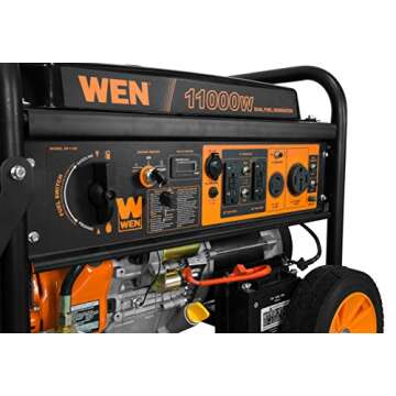 WEN DF1100T 11,000-Watt 120V/240V Dual Fuel Portable Generator with Wheel Kit and Electric Start - CARB Compliant, Black