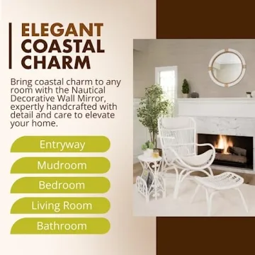 Kouboo Handmade Rattan Wall Mirror for Coastal Charm