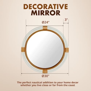 Kouboo Handmade Rattan Wall Mirror for Coastal Charm