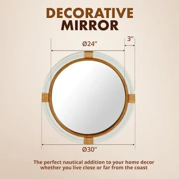 Kouboo Handmade Rattan Wall Mirror for Coastal Charm