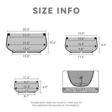 Kante 21.6",16.9",and 12.5" Dia Round Charcoal Elegant Planters (Set of 3), Outdoor Indoor Garden Pl...