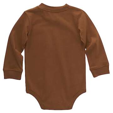 Carhartt Long-Sleeve Pocket Bodysuit, Carhartt Brown, 24 Months