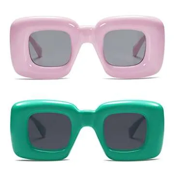 VANLINKER Trendy Chunky Retro Sunglasses for Men Women