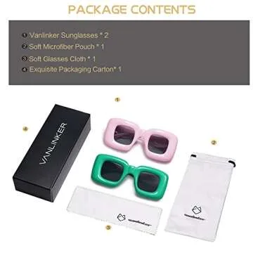 VANLINKER Trendy Chunky Retro Sunglasses for Men Women