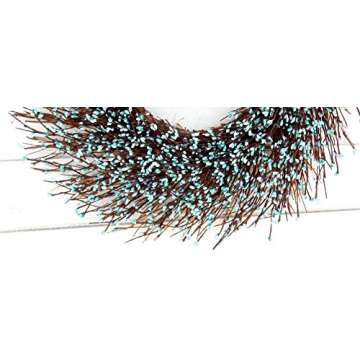 WildRidge Design, Halloween Teal Berry Sunburst Twig Wreath, Farmhouse Fall Decorations for Home, Bohemian Artificial 21" Wreath for Front Door, Indoor and Outdoor Use Wreath For Home or Party Decor