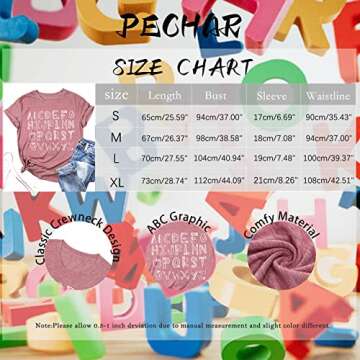 Teacher Shirt Women Teaching Tshirt Alphabet Graphic Tee Tops Kindergarten Teachers Gift T-Shirt Pink