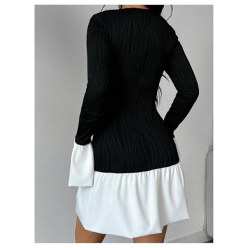 Stylish GORGLITTER Color Block Ruffle Mini Dress for Women