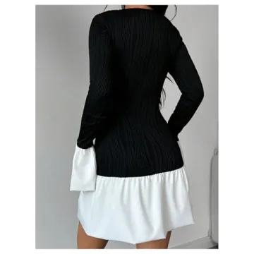 Stylish GORGLITTER Color Block Ruffle Mini Dress for Women