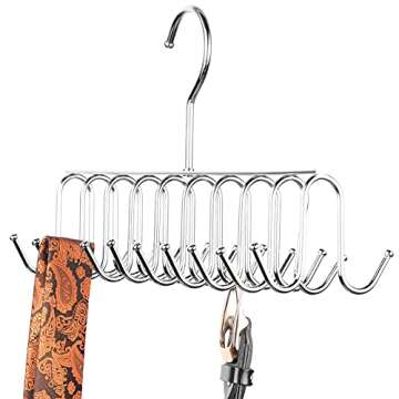 Belt Tie Rack Hanger Removable Metal Hanger with Hooks Shawls Belt Towels Holder Organizer Storage R...