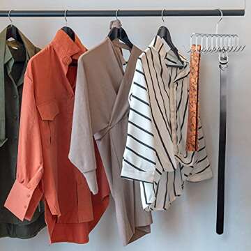 Belt Tie Rack Hanger Removable Metal Hanger with Hooks Shawls Belt Towels Holder Organizer Storage Rack Space Saving, 20 Hooks, 12 x 4 x 3 Inch (Silver, 2)