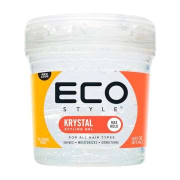 Eco Style Gel Olive Oil & Krystal Styling 16 oz Bundle - Adds Shine and Tames Split Ends - Delivers Moisture to Scalp - Nourishes And