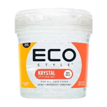 Eco Style Gel Olive Oil & Krystal Styling 16 oz Bundle - Adds Shine and Tames Split Ends - Delivers Moisture to Scalp - Nourishes And