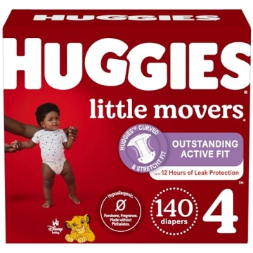 Huggies Little Movers Diapers, Size 4, 140 Ct