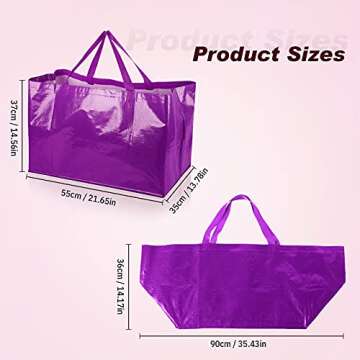 Shappy 6 Pieces Extra Large Reusable Shopping Grocery Bags with Handles Colorful Woven Plastic Waterproof Tote Bags(Bright Color,21.7 x 14.2 x 13.8 Inch)