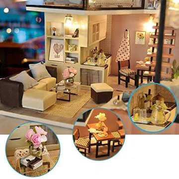 UniHobby DIY Dollhouse Kit with Dust Proof Cover 1:24 Scale Wooden Toy Gift