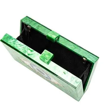 LETODE Clutch Purses for Women-Evil Eye Acrylic Clutch Glitter Purse Evening Bag Chain Shoulder Crossbody Handbags(GREEN)