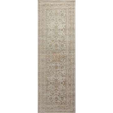 Loloi Chris Loves Julia Rosemarie 7'-10" x 10' Area Rug in Ivory/Natural - Classic No-Shed Area Rug, Soft Living Room Rug, Antique Inspired Modern Rug for Living Area, Bedroom, Dining Room