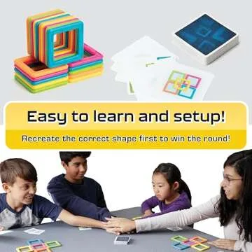 AMIGO Magnefix Magnetic Tile Game - Fun Board Game for Family Game Night or Parties. A Race Game with Magnet Tiles and Puzzle Solving. Fun for Kids, Teenagers and Adults. Official Magformer Pieces.