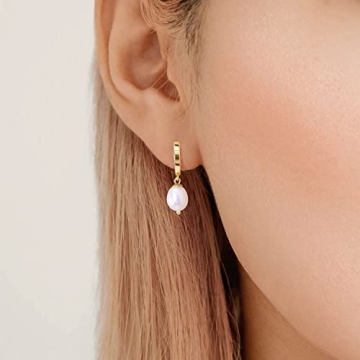 Elegant Fiusem Pearl Earrings - 14K Gold Plated & Lightweight