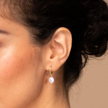 Elegant Fiusem Pearl Earrings - 14K Gold Plated & Lightweight