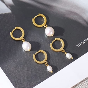 Elegant Fiusem Pearl Earrings - 14K Gold Plated & Lightweight