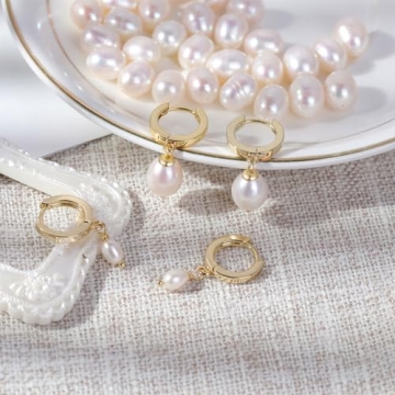 Elegant Fiusem Pearl Earrings - 14K Gold Plated & Lightweight