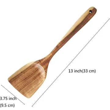 FJNATINH Teak Wooden Wok Spatula for Non-stick Cookware