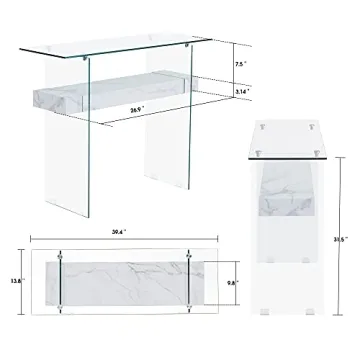 Modern ivinta Glass Console Table with Storage Options
