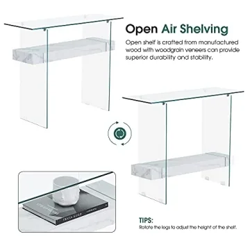 Modern ivinta Glass Console Table with Storage Options