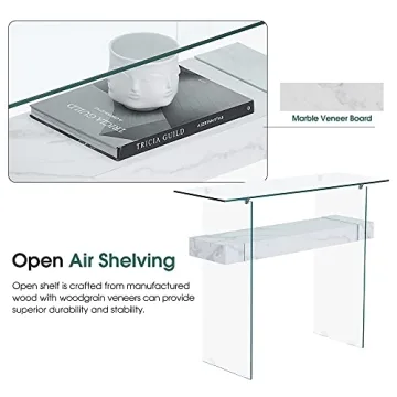 Modern ivinta Glass Console Table with Storage Options