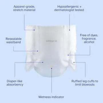 Coterie The Pant Pull On Diaper, Size 3 (14-24 lbs) 156 count, Absorbent Diaper for Active Babies, Hypoallergenic Designed for Sensitive Skin, Clean Ingredients, Resealable Waistband, Spandex Pleating